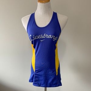 NIKE PRO live strong blue yellow racerback tank